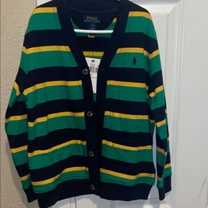 Polo by Ralph Lauren Boy’s Cardigan - Green, Yellow, Black Stripes